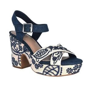Impo Women's Ozella Embroidered Platform Sandal Memory Foam Oatmeal/Denim, US 9
